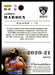 James Harden 2020 Panini Chronicles Basketball Chronicles Back of Card