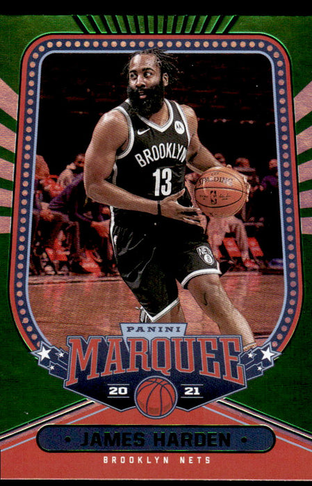 James Harden 2020 Panini Chronicles Basketball Green Marquee Front of Card