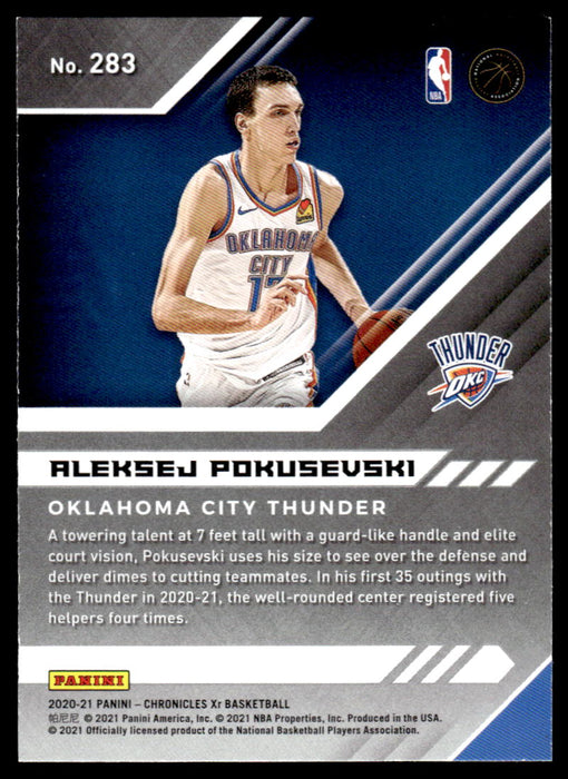 Aleksej Pokusevski 2020 Panini Chronicles Basketball Green XR Back of Card