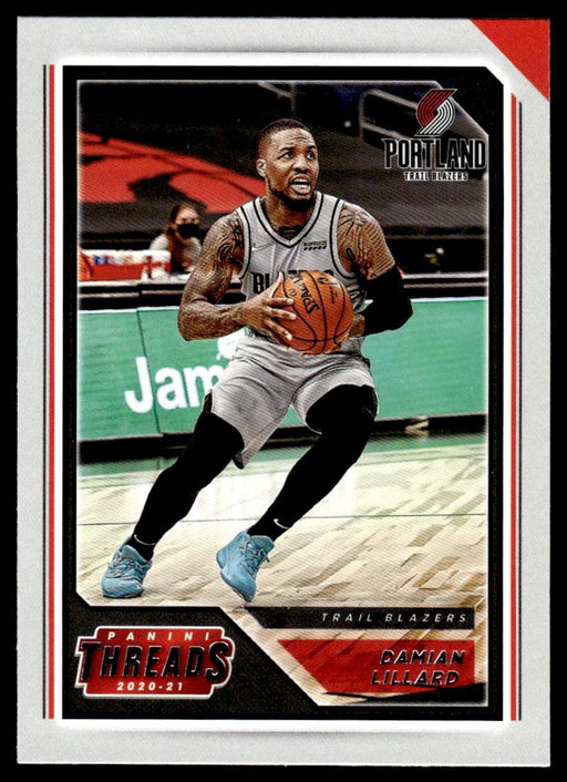 Damian Lillard 2020 Panini Chronicles Basketball Threads Front of Card