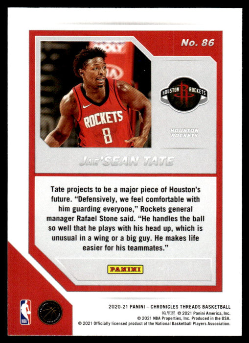 Jae'Sean Tate 2020 Panini Chronicles Basketball Threads Back of Card