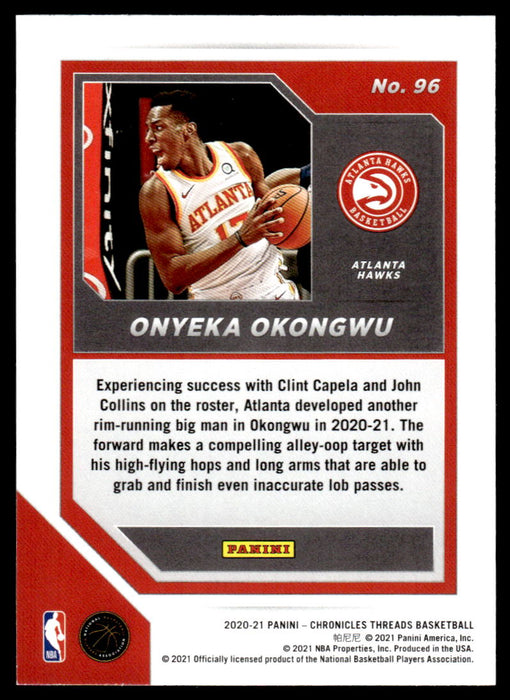 Onyeka Okongwu 2020 Panini Chronicles Basketball Threads Back of Card