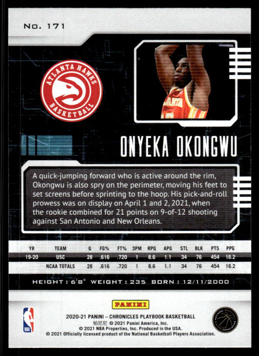 Onyeka Okongwu 2020 Panini Chronicles Basketball Playbook Back of Card