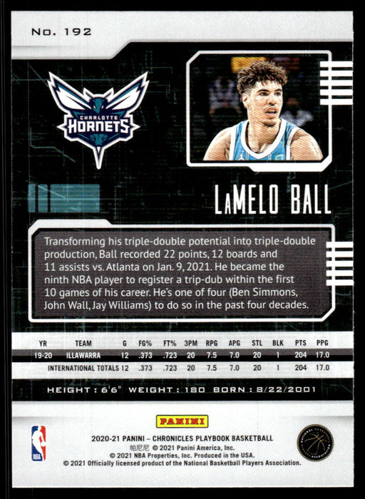 LaMelo Ball 2020 Panini Chronicles Basketball Playbook Back of Card