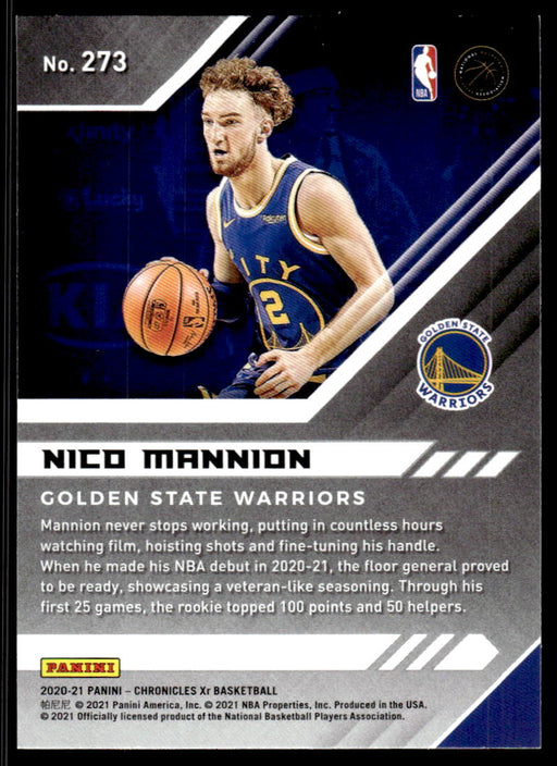 Nico Mannion 2020 Panini Chronicles Basketball XR Back of Card