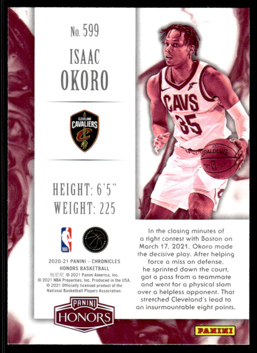 Isaac Okoro 2020 Panini Chronicles Basketball Honors Back of Card