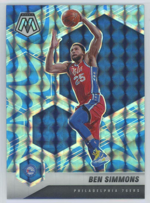 2020 Panini Mosaic # 104 Ben Simmons Reactive Blue Prizm Philadelphia 76ers - Collectible Craze America