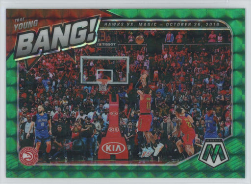 2020 Panini Mosaic # 13 Trae Young Bang! Green Prizm Atlanta Hawks - Collectible Craze America