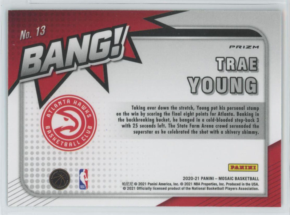 2020 Panini Mosaic # 13 Trae Young Bang! Green Prizm Atlanta Hawks - Collectible Craze America