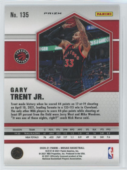 2020 Panini Mosaic # 135 Gary Trent Jr. Silver Prizm Toronto Raptors - Collectible Craze America