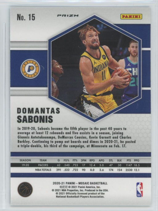 2020 Panini Mosaic # 15 Domantas Sabonis Reactive Blue Prizm Indiana Pacers - Collectible Craze America