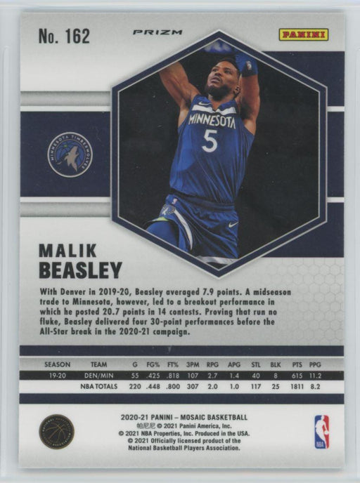 2020 Panini Mosaic # 162 Malik Beasley Reactive Blue Prizm Minnesota Timberwolves - Collectible Craze America