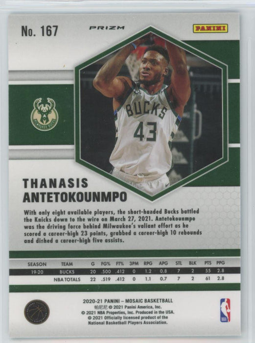 2020 Panini Mosaic # 167 Thanasis Antetokounmpo Reactive Blue Prizm Milwaukee Bucks - Collectible Craze America