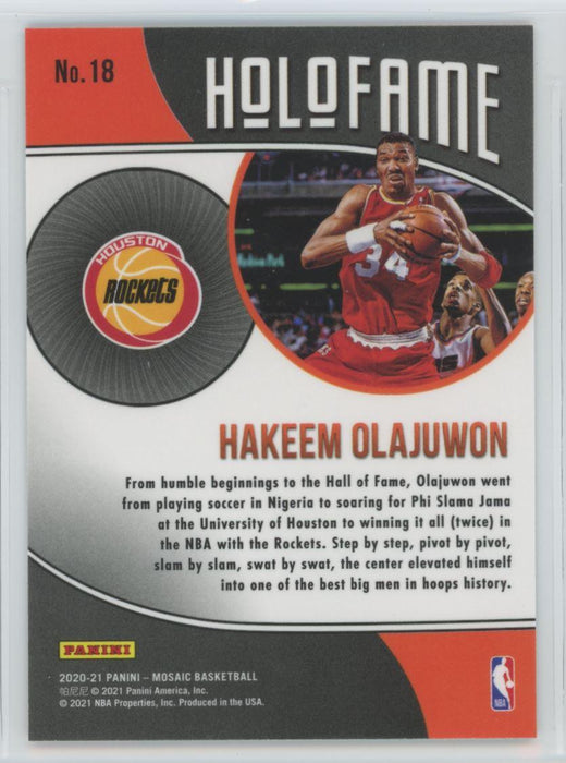 2020 Panini Mosaic # 18 Hakeem Olajuwon Holofame Houston Rockets - Collectible Craze America