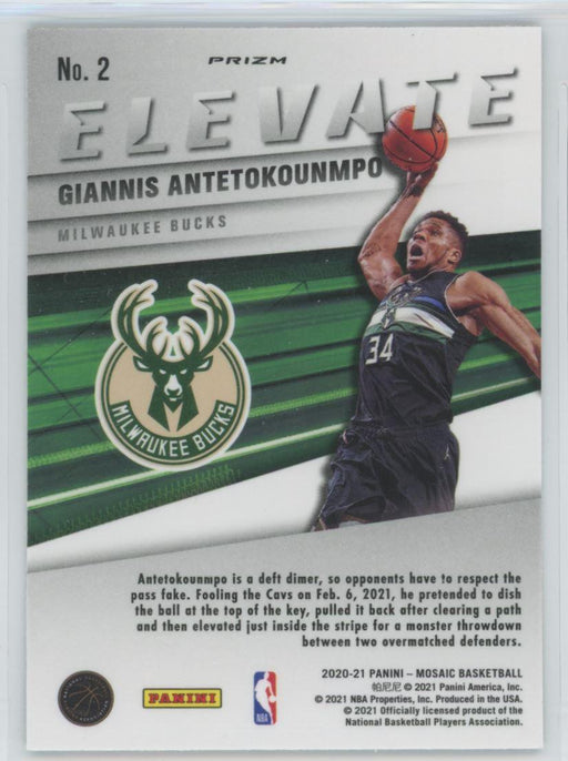 2020 Panini Mosaic # 2 Giannis Antetokounmpo Elevate Green Prizm Milwaukee Bucks - Collectible Craze America