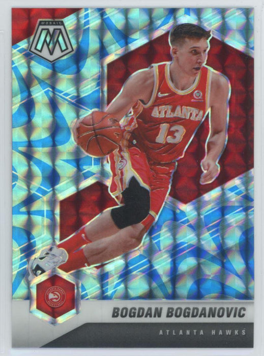 2020 Panini Mosaic # 200 Bogdan Bogdanovic Reactive Blue Prizm Atlanta Hawks - Collectible Craze America