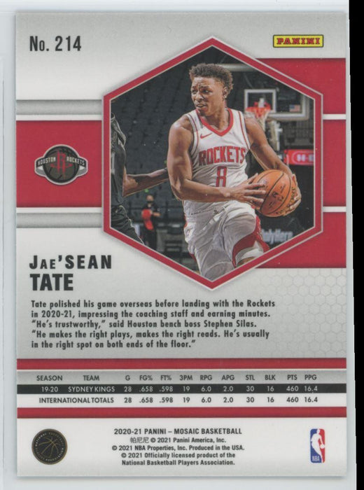 2020 Panini Mosaic # 214 Jae'Sean Tate RC Mosaic Prizm Houston Rockets - Collectible Craze America