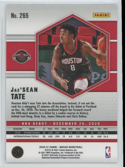 2020 Panini Mosaic # 214 Jae'Sean Tate RC Reactive Blue Prizm Houston Rockets - Collectible Craze America