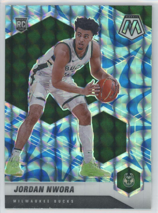 2020 Panini Mosaic # 219 Jordan Nwora RC Reactive Blue Prizm Milwaukee Bucks - Collectible Craze America