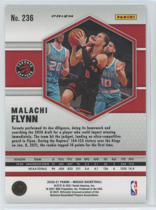 2020 Panini Mosaic # 236 Malachi Flynn RC Reactive Blue Prizm Toronto Raptors - Collectible Craze America