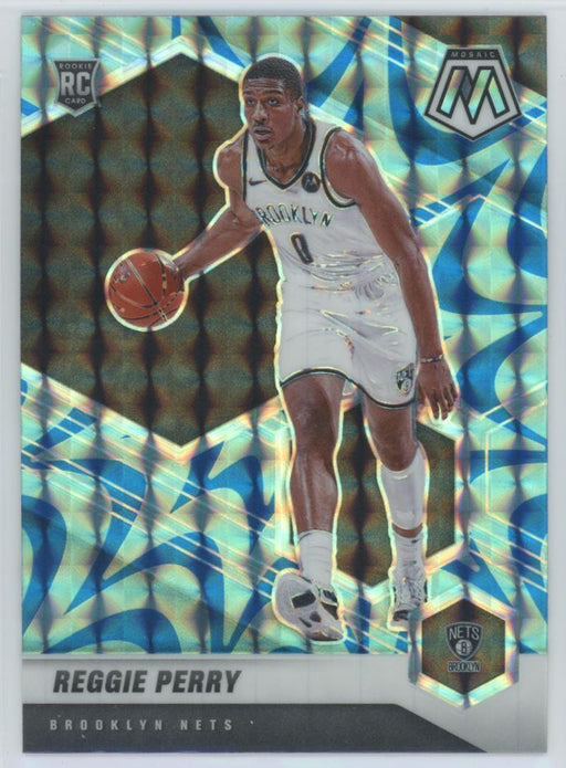 2020 Panini Mosaic # 244 Reggie Perry RC Reactive Blue Prizm Brooklyn Nets - Collectible Craze America