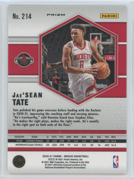 2020 Panini Mosaic # 265 Jae'Sean Tate RC Mosaic Prizm Houston Rockets - Collectible Craze America