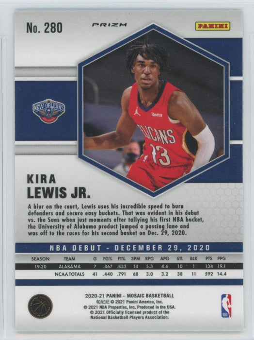 2020 Panini Mosaic # 280 Kira Lewis Jr. RC Reactive Blue Prizm New Orleans Pelicans - Collectible Craze America