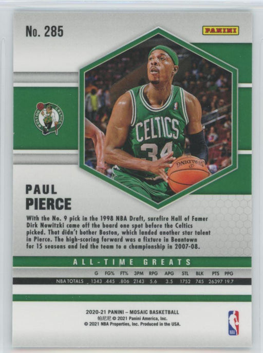 2020 Panini Mosaic # 285 Paul Pierce Mosaic Prizm Boston Celtics - Collectible Craze America