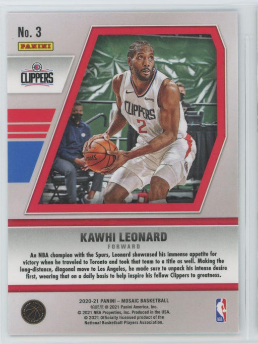 2020 Panini Mosaic # 3 Kawhi Leonard Will to Win Los Angeles Clippers - Collectible Craze America