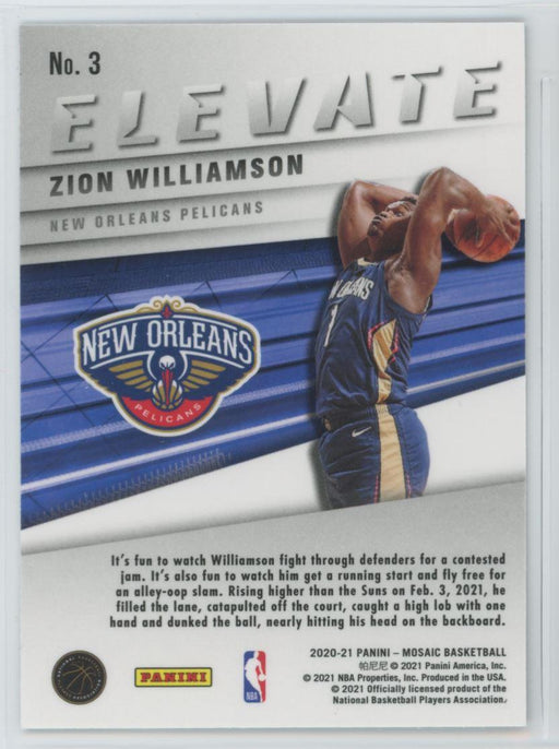 2020 Panini Mosaic # 3 Zion Williamson Elevate New Orleans Pelicans - Collectible Craze America