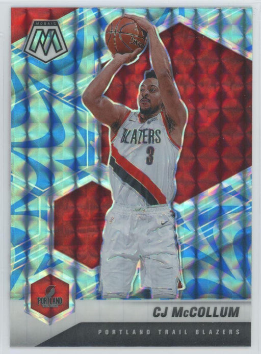 2020 Panini Mosaic # 30 CJ McCollum Reactive Blue Prizm Portland Trail Blazers - Collectible Craze America