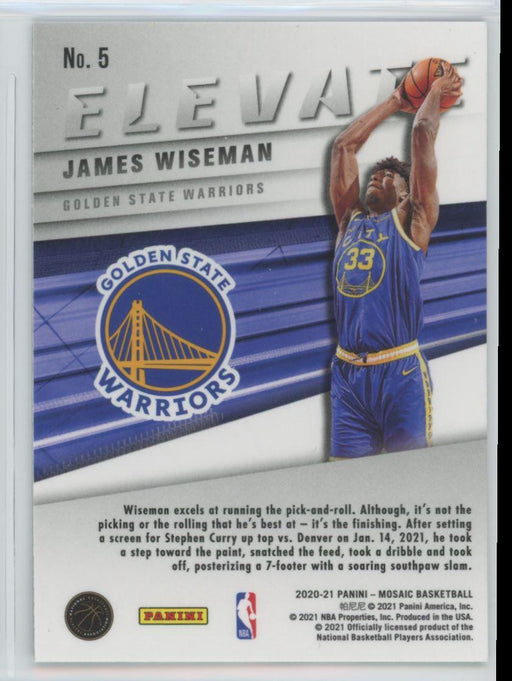 2020 Panini Mosaic # 5 James Wiseman Elevate Golden State Warriors - Collectible Craze America