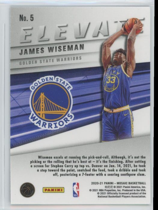 2020 Panini Mosaic # 5 James Wiseman Elevate Golden State Warriors - Collectible Craze America