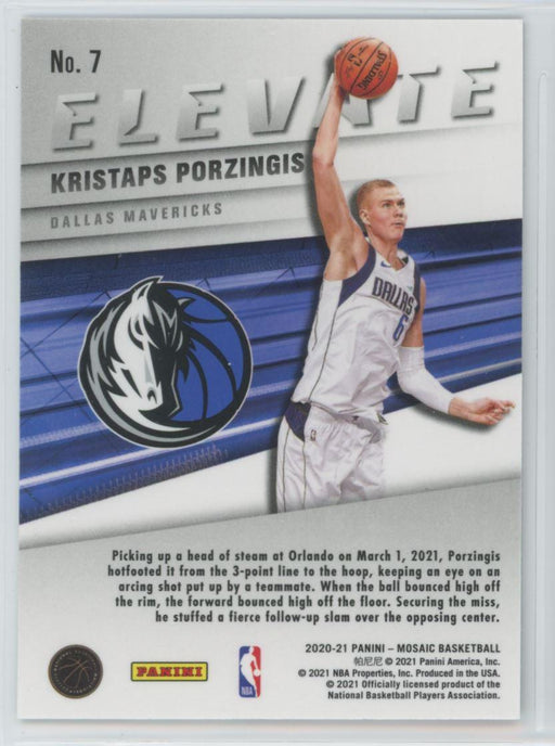 2020 Panini Mosaic # 7 Kristaps Porzingis Elevate Dallas Mavericks - Collectible Craze America