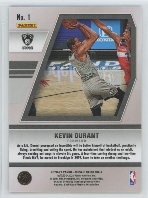 2020 Panini Mosaic # 9 Kevin Durant Elevate Brooklyn Nets - Collectible Craze America