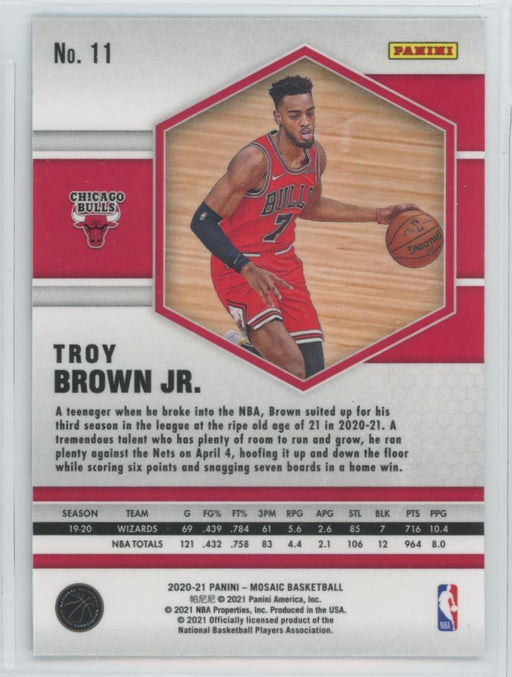 2020 Panini Mosaic Basketball # 11 Troy Brown Jr. Chicago Bulls - Collectible Craze America