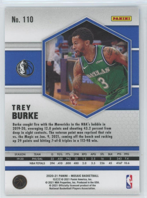 2020 Panini Mosaic Basketball # 110 Trey Burke Dallas Mavericks - Collectible Craze America