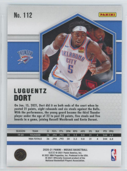 2020 Panini Mosaic Basketball # 112 Luguentz Dort Oklahoma City Thunder - Collectible Craze America