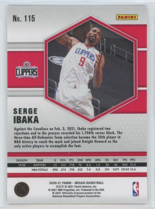 2020 Panini Mosaic Basketball # 115 Serge Ibaka Los Angeles Clippers - Collectible Craze America