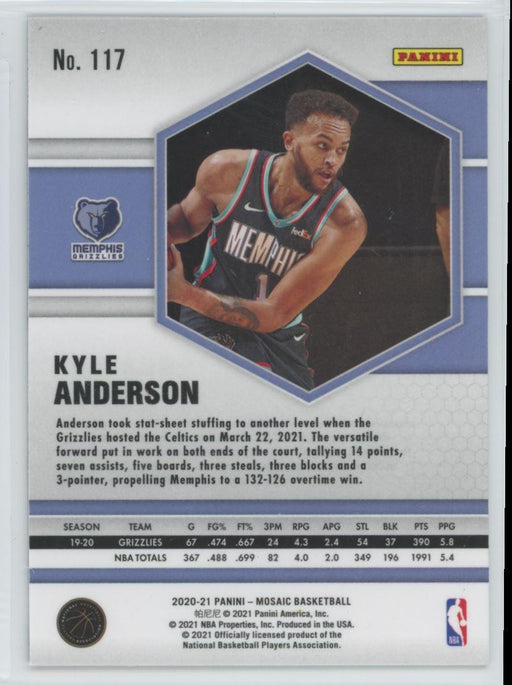 2020 Panini Mosaic Basketball # 117 Kyle Anderson Memphis Grizzlies - Collectible Craze America