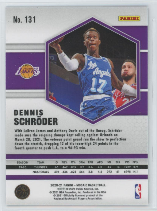 2020 Panini Mosaic Basketball # 131 Dennis Schroder Los Angeles Lakers - Collectible Craze America