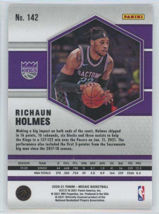 2020 Panini Mosaic Basketball # 142 Richaun Holmes Sacramento Kings - Collectible Craze America