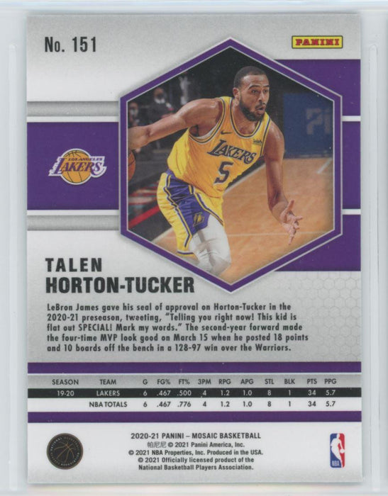 2020 Panini Mosaic Basketball # 151 Talen Horton-Tucker Los Angeles Lakers - Collectible Craze America