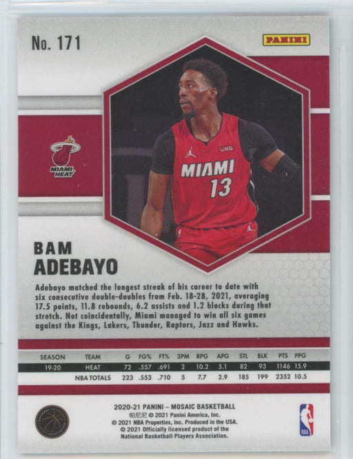 2020 Panini Mosaic Basketball # 171 Bam Adebayo Miami Heat - Collectible Craze America