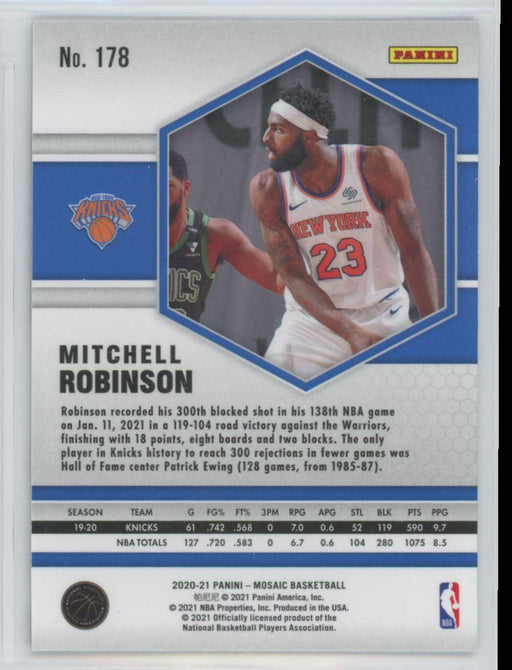 2020 Panini Mosaic Basketball # 178 Mitchell Robinson New York Knicks - Collectible Craze America