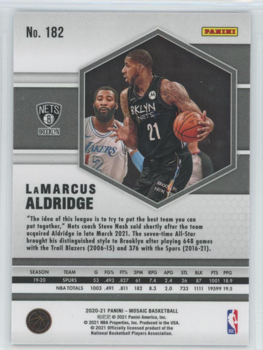 2020 Panini Mosaic Basketball # 182 LaMarcus Aldridge Brooklyn Nets - Collectible Craze America