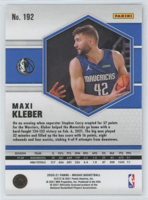 2020 Panini Mosaic Basketball # 192 Maxi Kleber Dallas Mavericks - Collectible Craze America