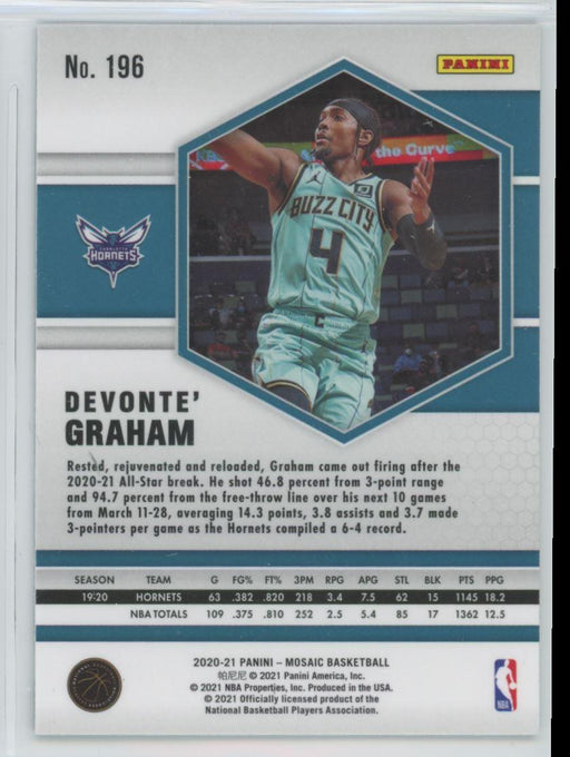 2020 Panini Mosaic Basketball # 196 Devonte' Graham Charlotte Hornets - Collectible Craze America