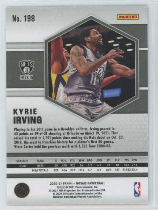 2020 Panini Mosaic Basketball # 198 Kyrie Irving Brooklyn Nets - Collectible Craze America