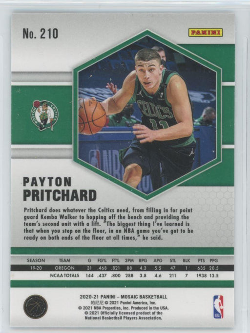 2020 Panini Mosaic Basketball # 210 Payton Pritchard RC Boston Celtics - Collectible Craze America